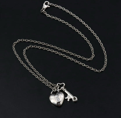 Vintage Tiffany & Co Platinum And Diamond Padlock Key Heart Necklace PT950