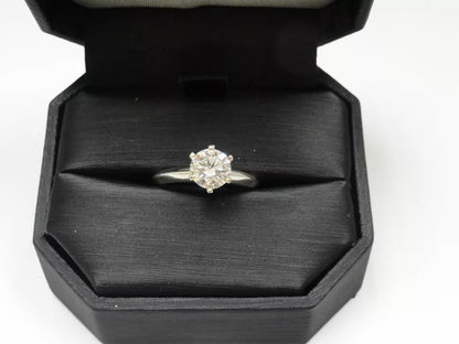 Tiffany & Co PLAT Round Diamond Solitaire Engagement Ring 1.06CT H-VS1